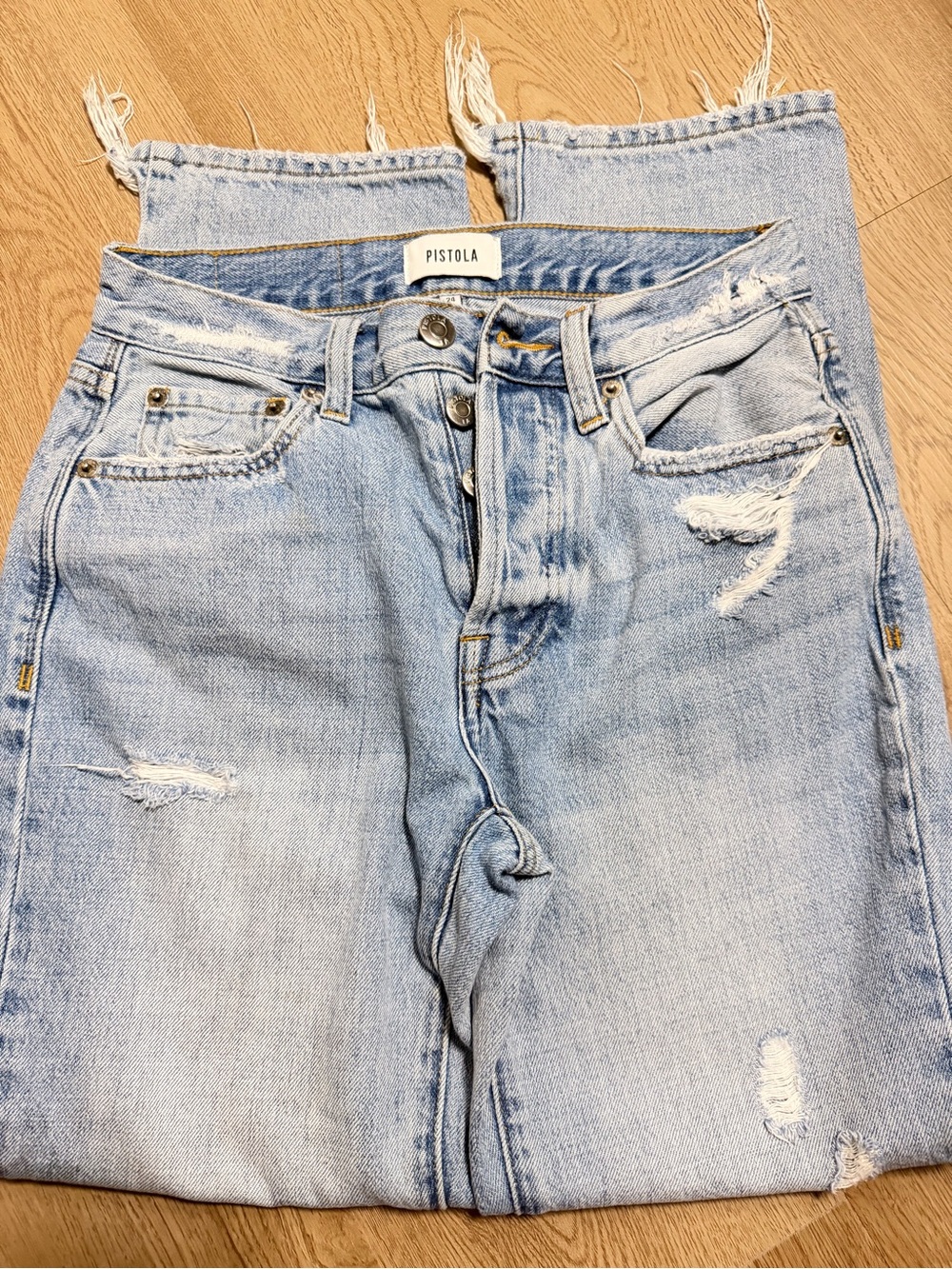 pistola Light Blue Distressed High-Rise Jeans